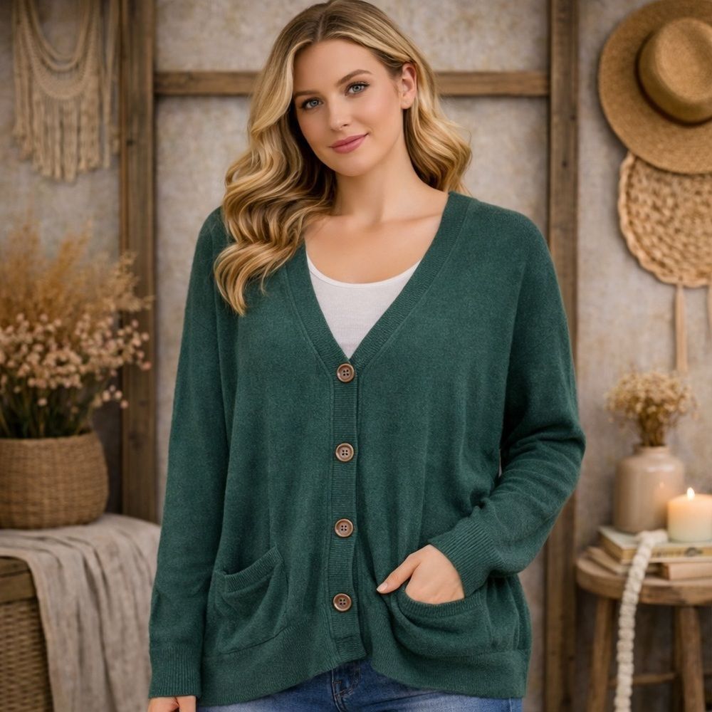 L.L.Bean Hunter Green Women’s Cardigan Sweater Size XL Reg
